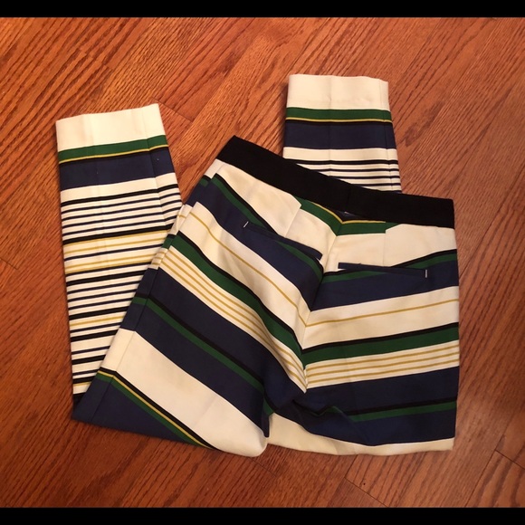 J Crew Bennett Cropped Chino in Multi-stripe pant - Picture 3 of 5